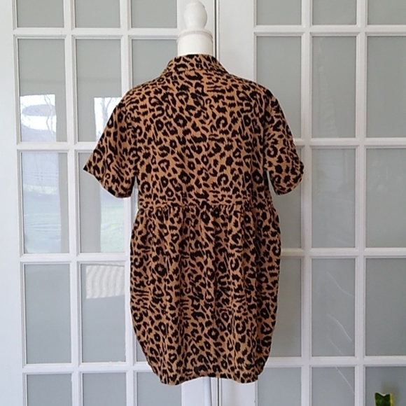 NWOT Missguided Brown Leopard Print Shirt Smock Mini Dress - Picture 6 of 16